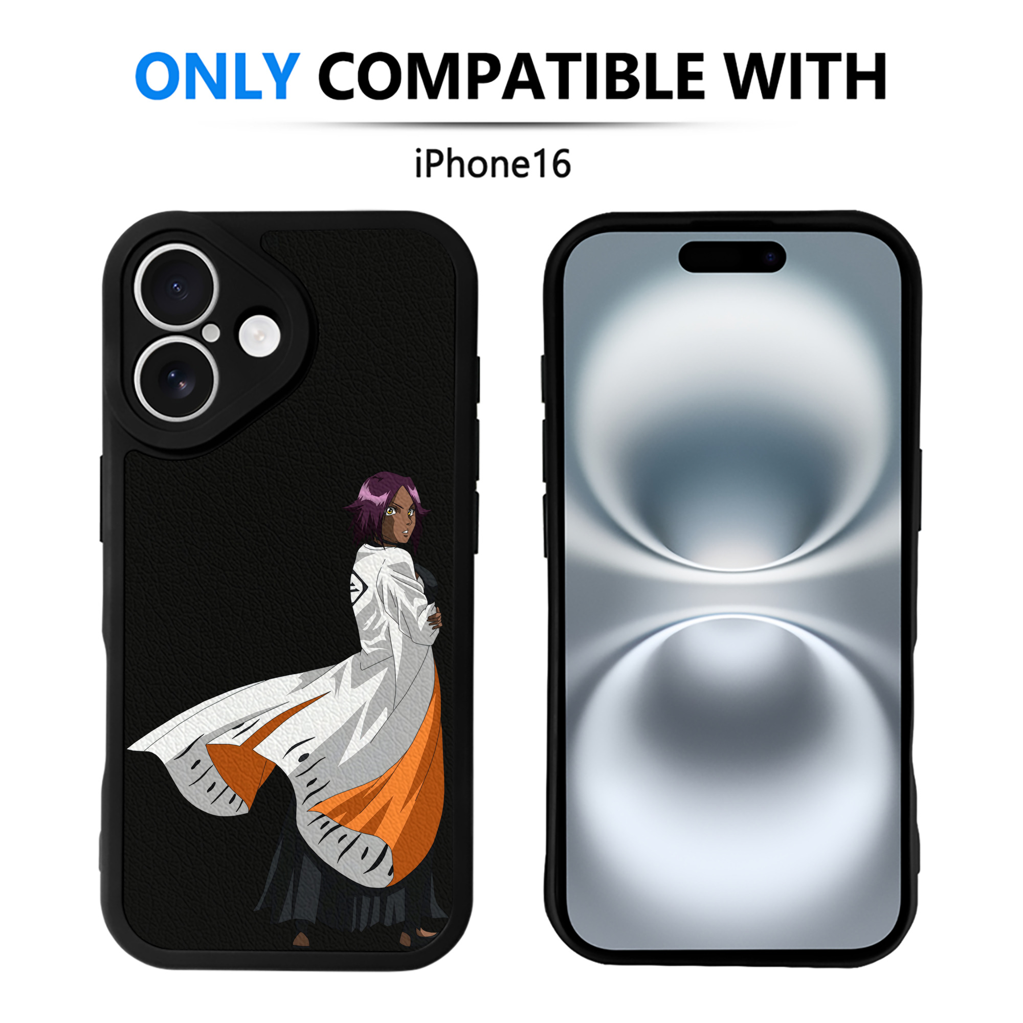 （画像用） ブリーチ 四楓院 夜一（しほういん よるいち） BLEACH Shihouin Yoruichi 【iPhone 16シリーズ対応】シリコンスマホケース（レザー調） 材質：シリコン